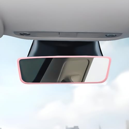 Model Y Rear View Mirror Protector Frame, Silicone Model 3 Car Rearview Pink