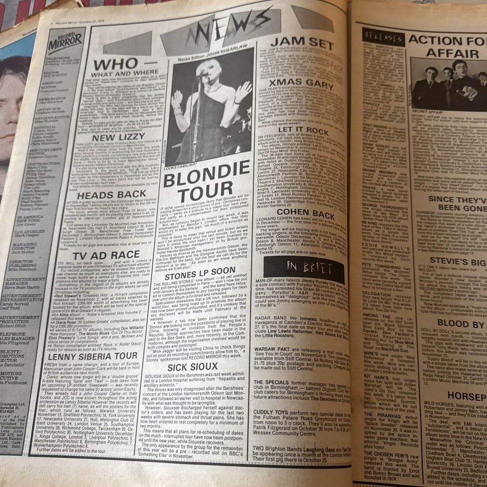 Record Mirror - October 27th 1979 - Nick Lowe Front Cover