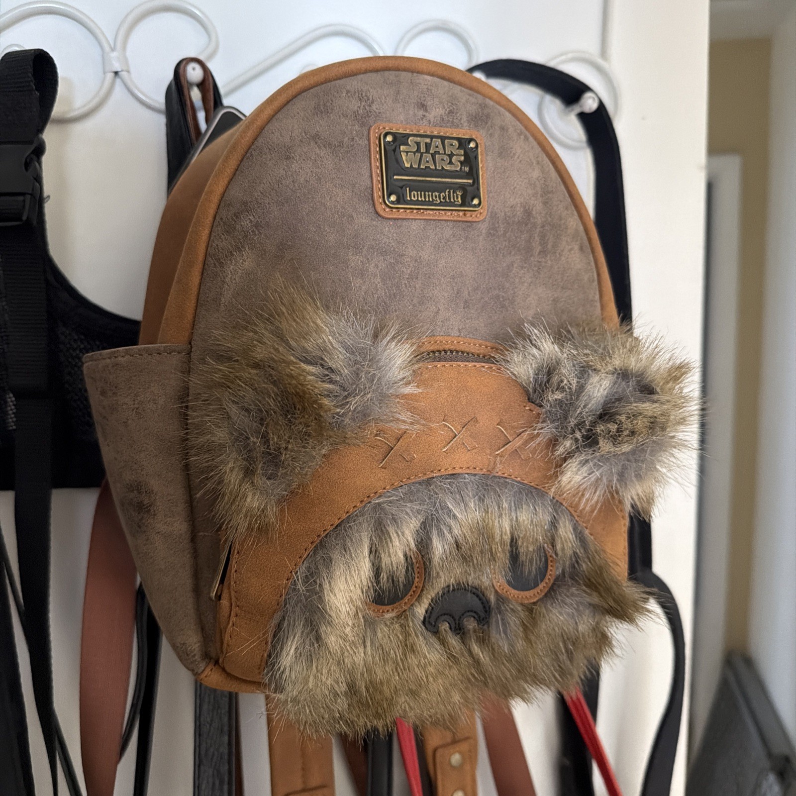 Disney Loungefly Star Wars Wicket Ewok Suede Mini Backpack in Brown - NWT