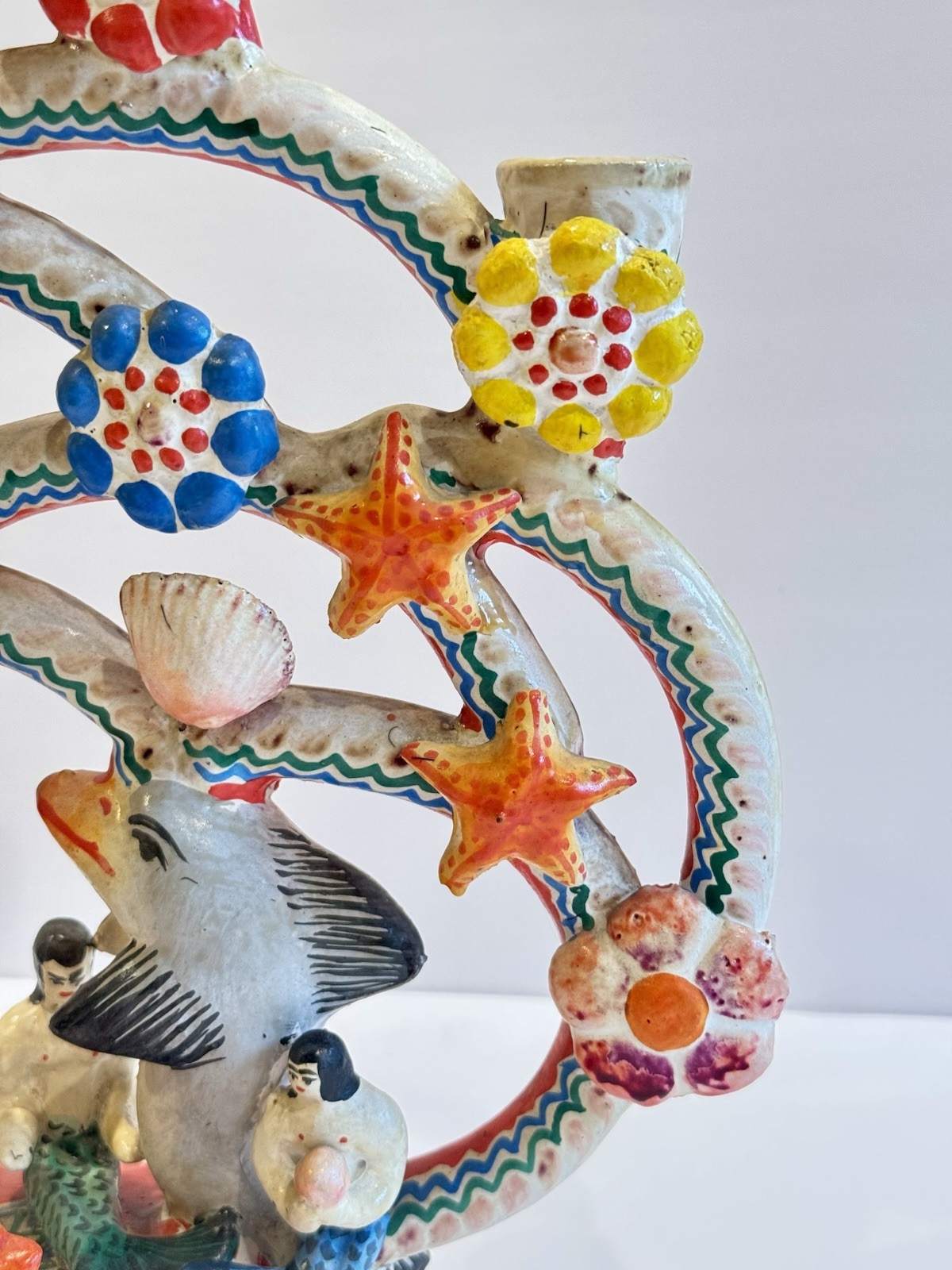 Vintage Mexican Tree of Life Pottery LARGE Mermaid Folk Art Arboles De Vida 12"