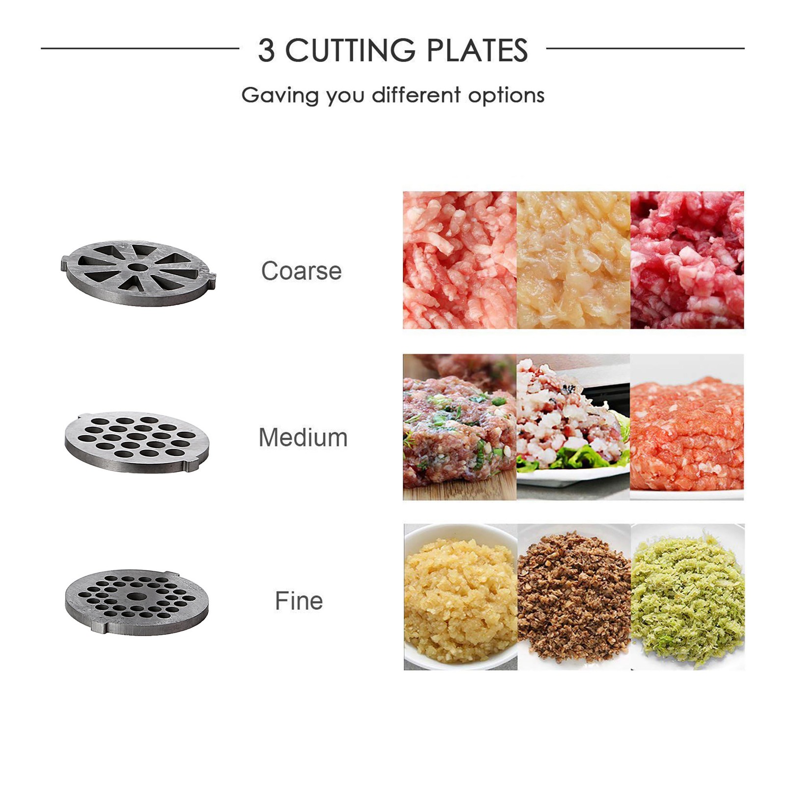 Meat Grinder Electric Heavy Duty Stainless Steel Meat Mincer &3 Grinding Plates