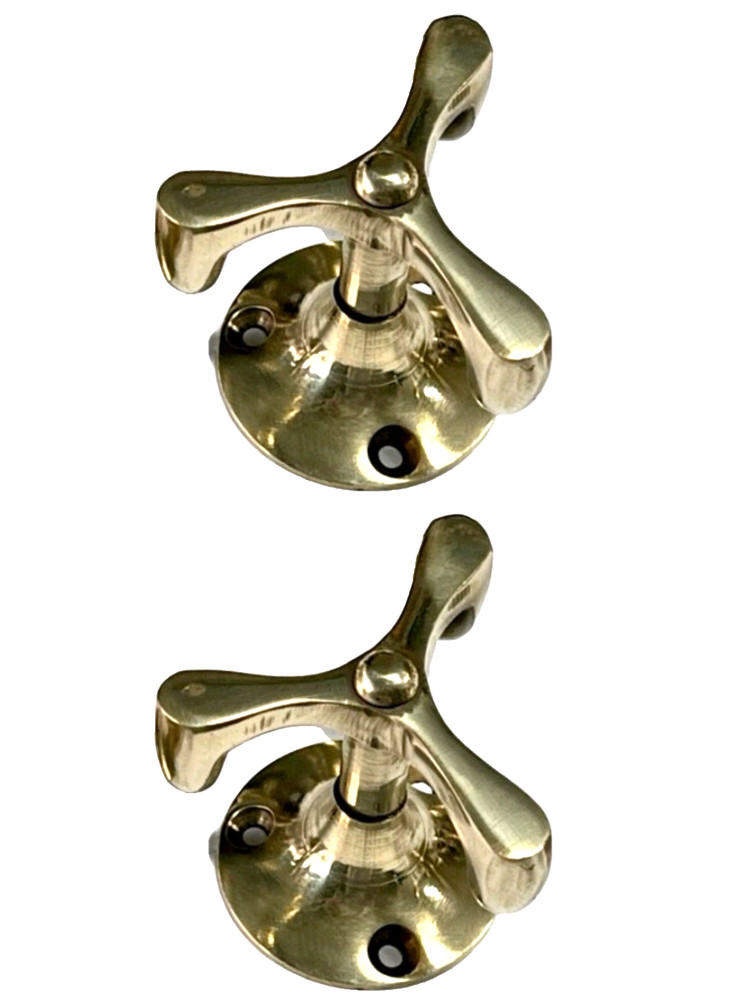 10 x Solid Brass Swivel Hooks Vintage Wardrobe Kitchen Coat Hanger Rotating SPIN