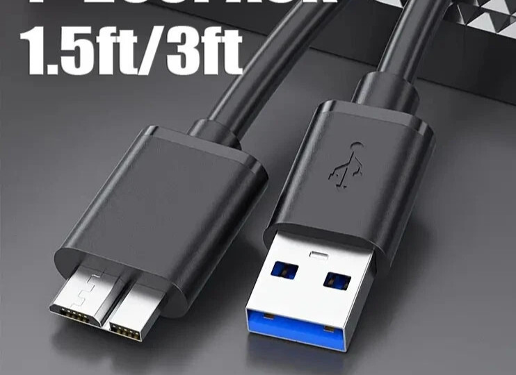 4X 3FT USB 3.0 Type A to Micro-B Cable for External Portable & Desktop Drive