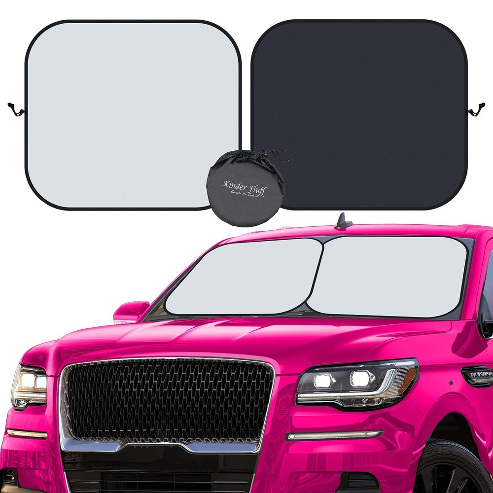 Kinder Fluff 2 Panel Windshield Sunshade-Certified- Blocks 99.87% UVR (Large)