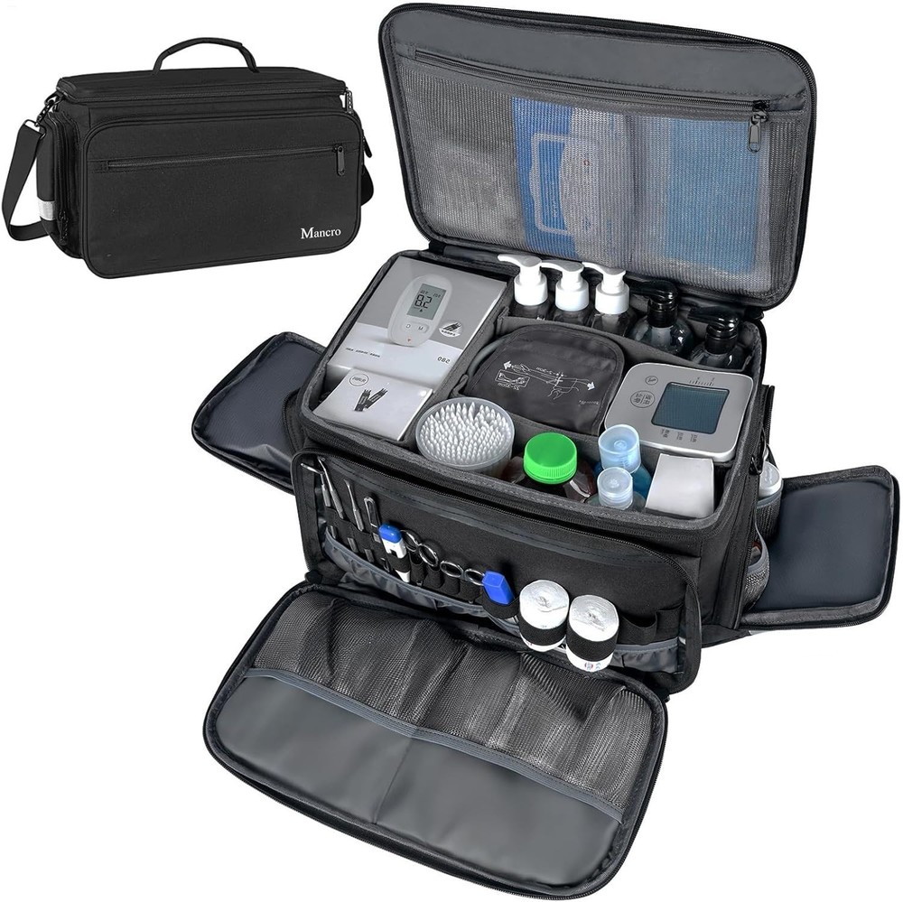Versatile First Aid Kit Bag with Adjustable Shoulder Strap and Zippered Pockets