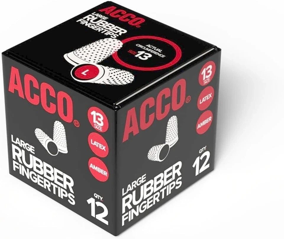 Swingline Rubber Finger Tips 13 (Large) Amber Dozen - 12 Pack