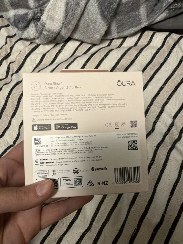 Oura Ring Gen 4, Size 8, Silver