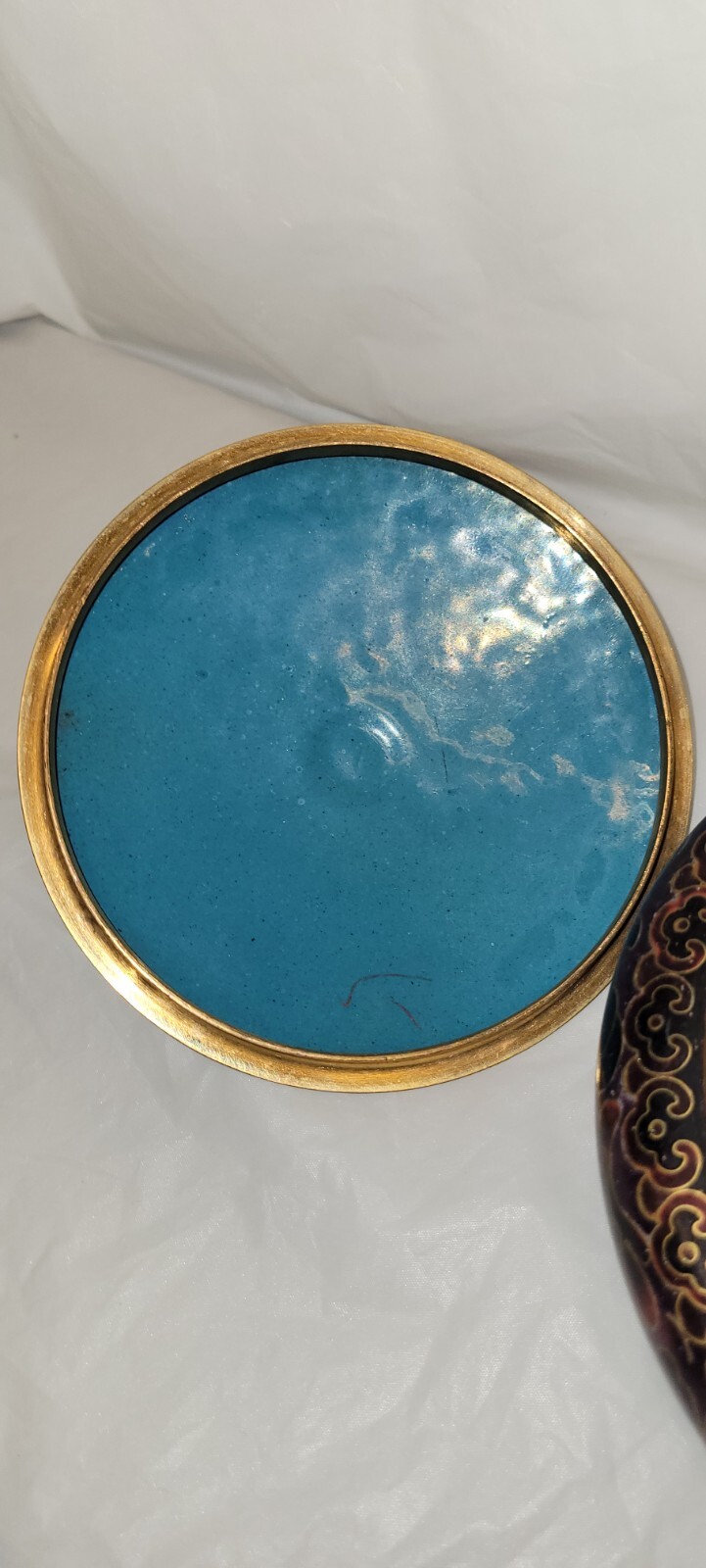 Chinese Cloisonne Lidded Candy Dish / Trinket Dish