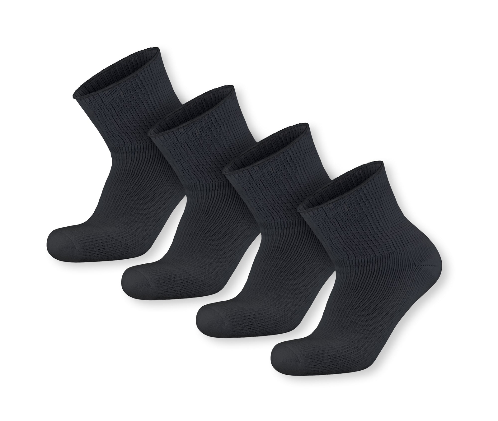 4 pairs Extra Wide Cotton Diabetic Quarter/Over-the-Ankle Health Socks (10-16)