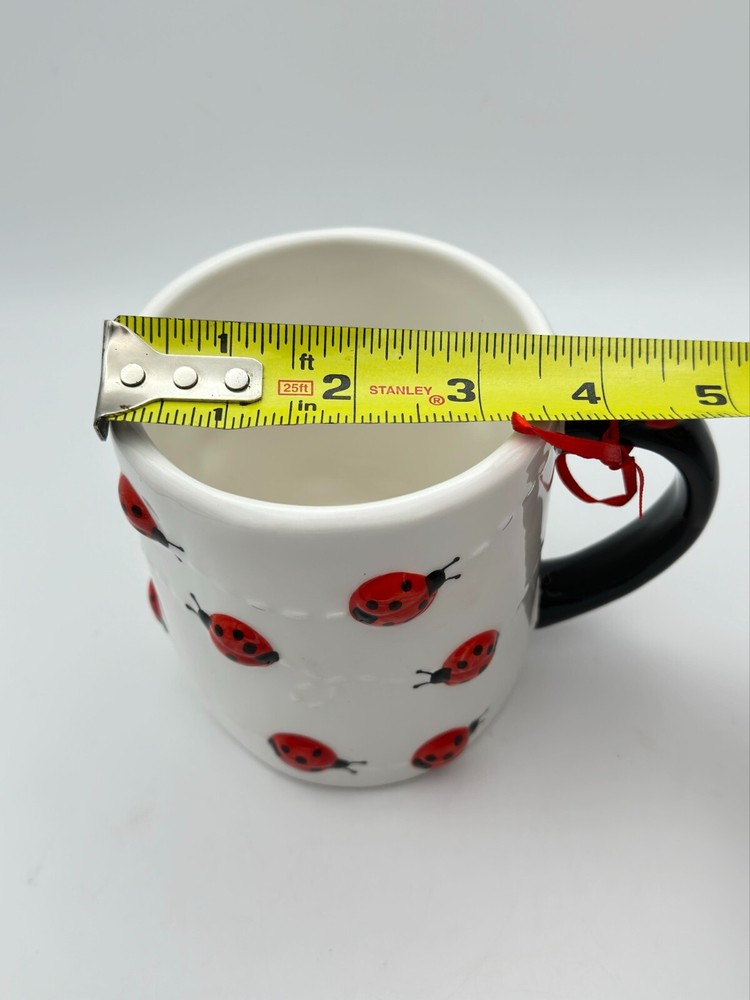 Lang Design Hand Painted Lady Bug 3D Mug Coffee Tea NWT
