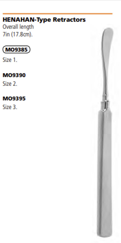 V. Mueller (MO9385) Henahan Type Retractor 7" Size 1 - Each