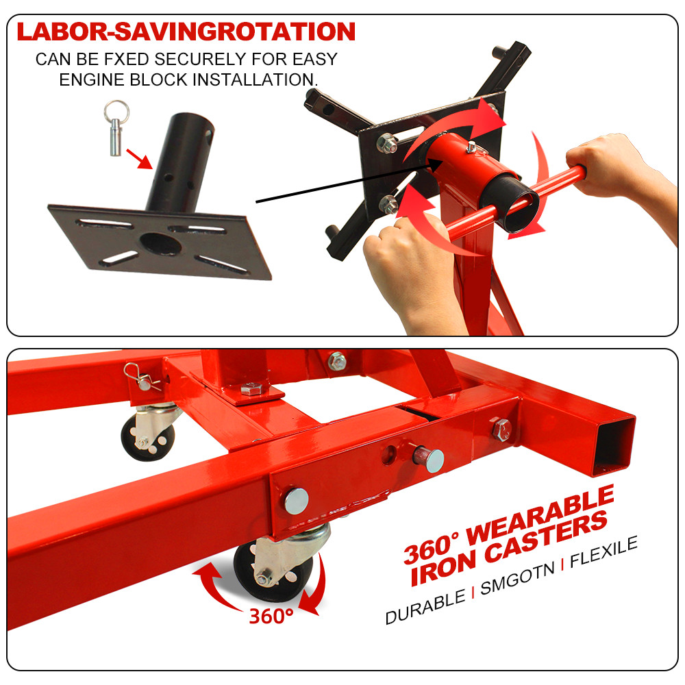 2000 LBS Folding Engine StandVehicle Engine BlockStand 360Degree Head