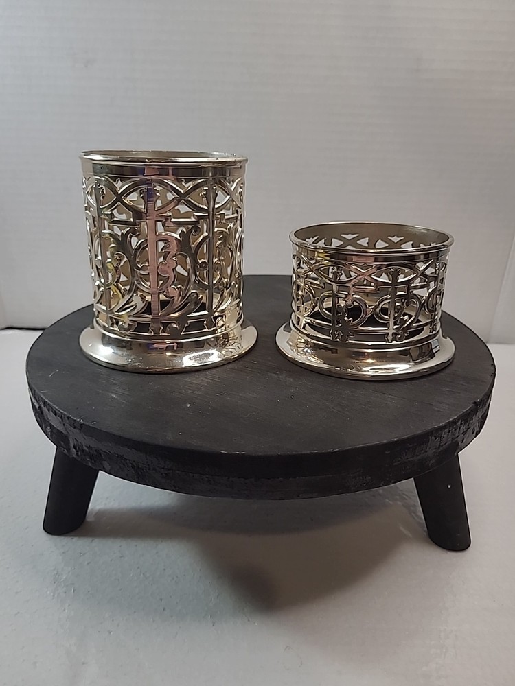 Vintage Silver Plated Candle/Cup Holder FB Rogers Pattern. Qty 2