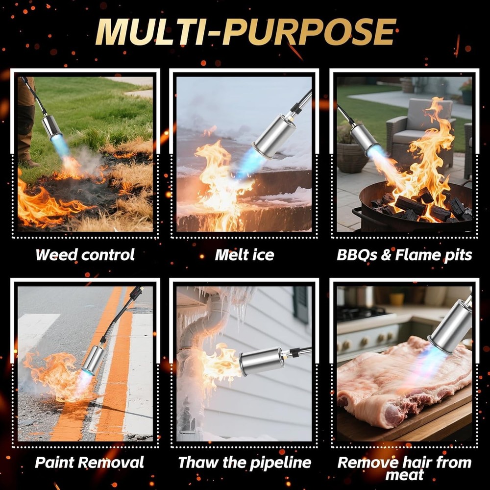 Versatile Propane Torch Weed Burner - Effective for Ice, Snow, and Weeds