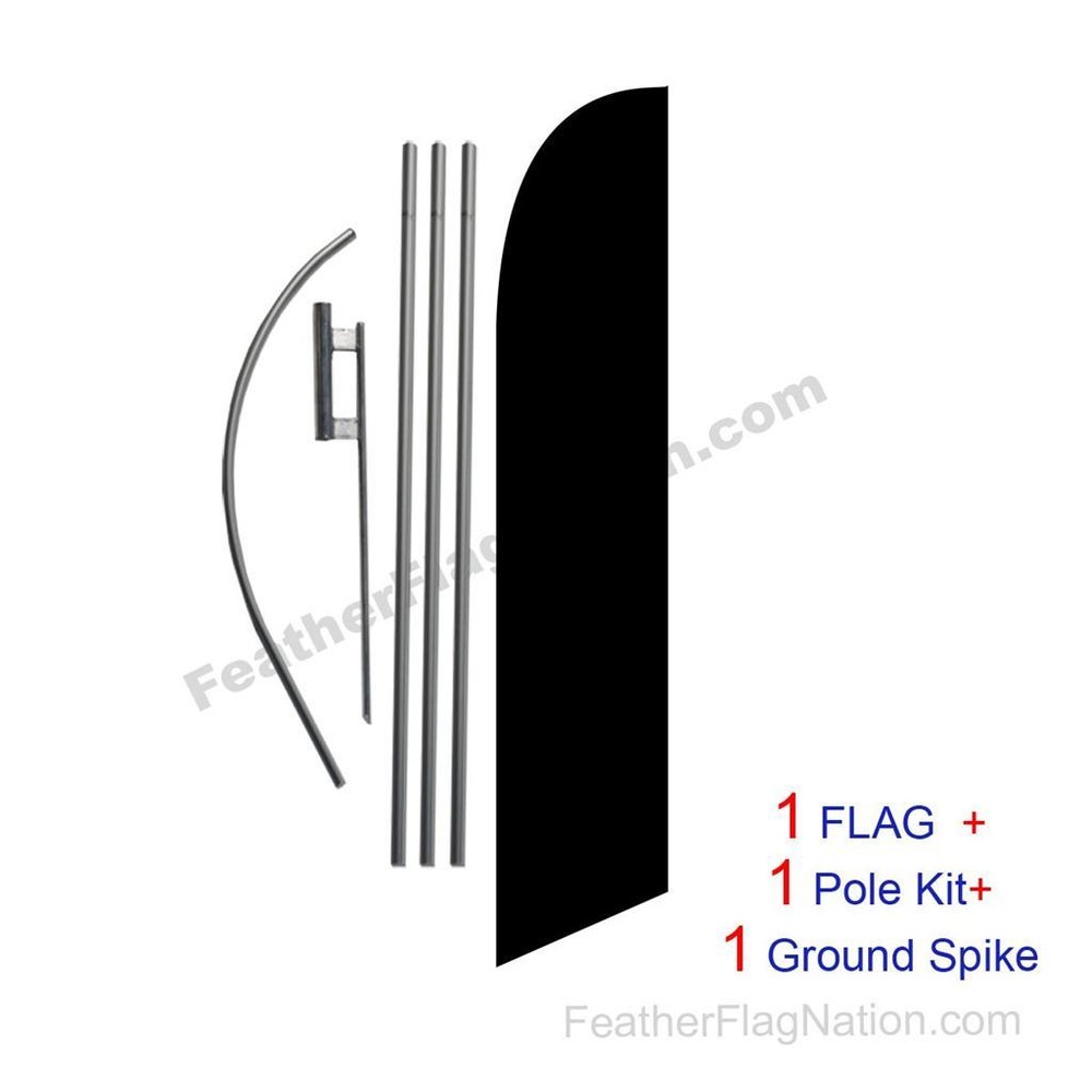 Solid Black 15ft Feather Banner Swooper Flag Kit with pole+spike