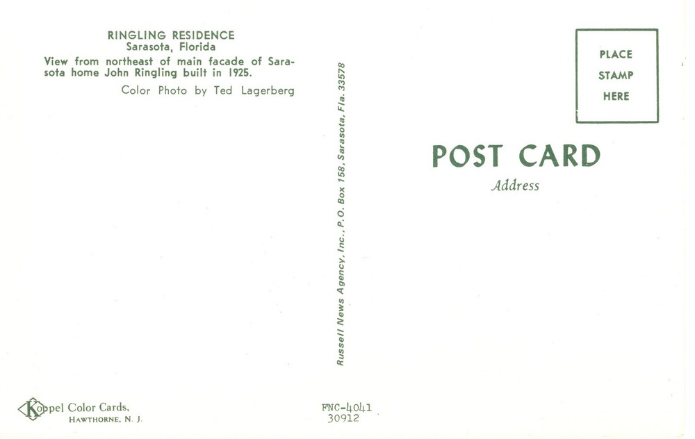 RINGLING RESIDENCE, SARASOTA, FL - PC6196