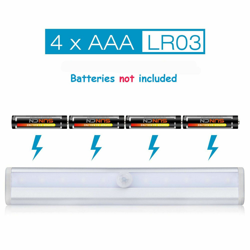 10LED Battery Powered Portable Motion Sensor Light Wireless Night Cabinet Closet