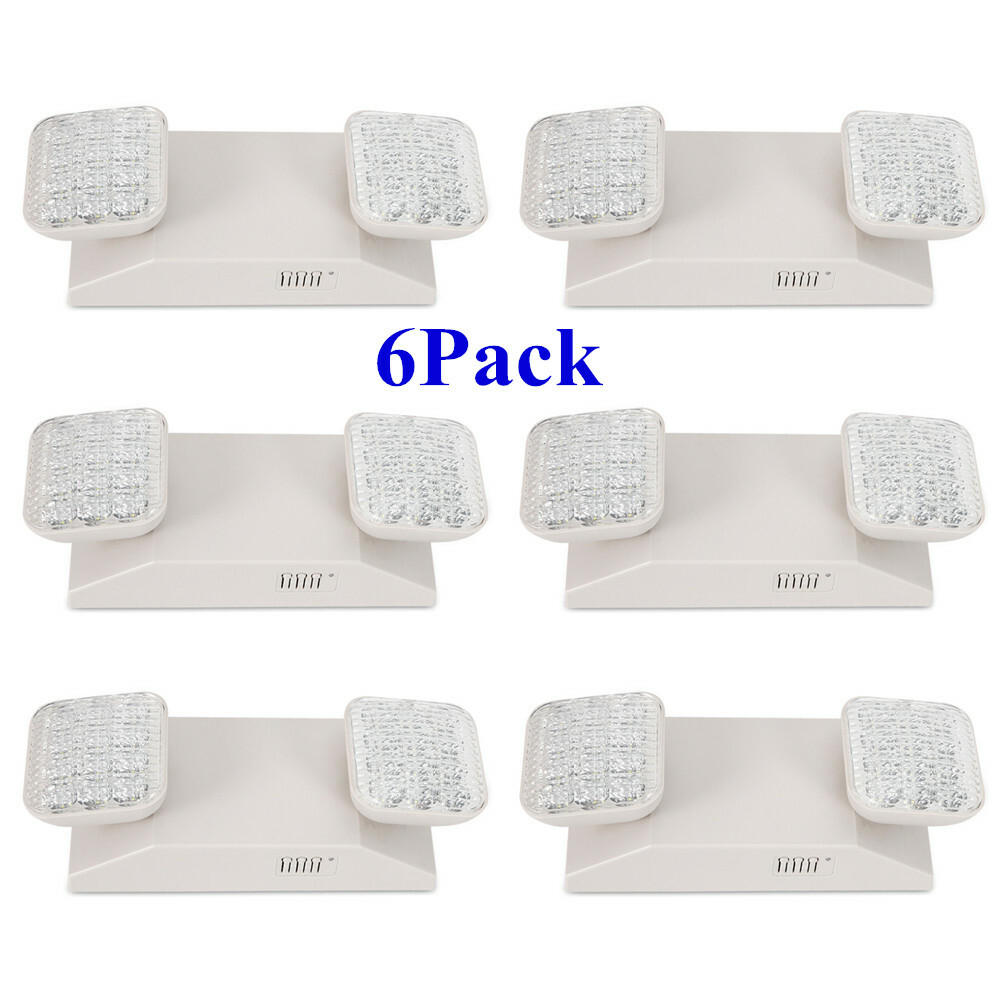 LED Emergency Light Commercial Adjustable 2 Head Battery Backup UL Listed 6 Pack