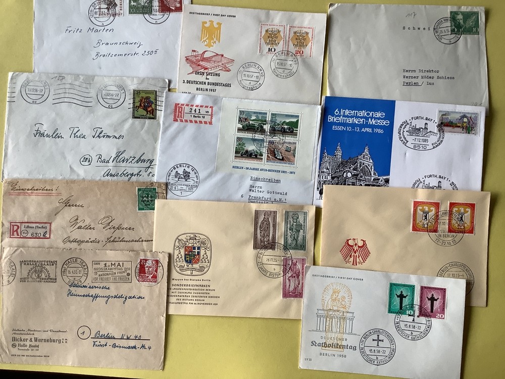 Germany 11 vintage  postal stamps cover items Ref A587