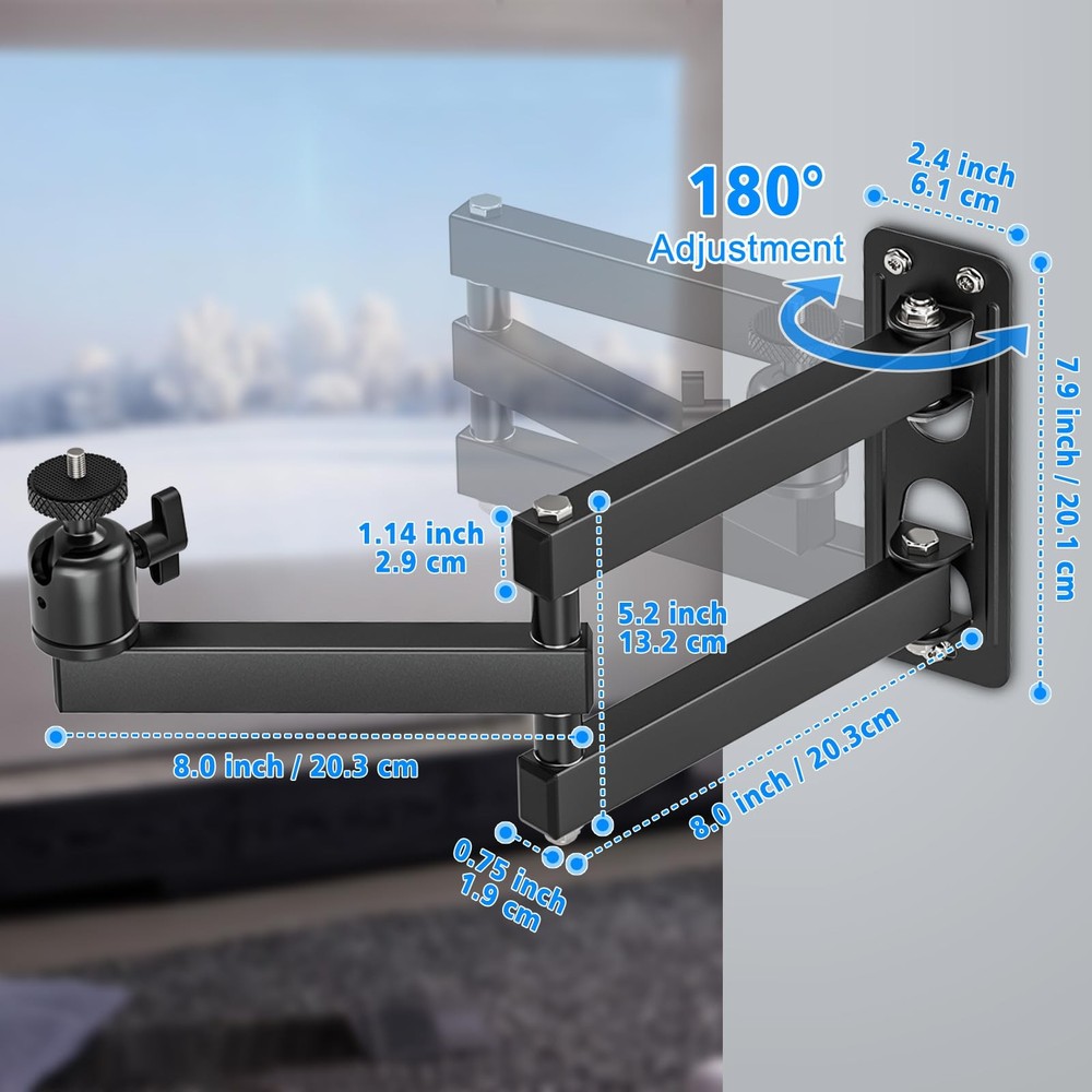 JUBOR Projector Wall Mount, 360° Rotation Adjustable Projector Webcams Stand ...