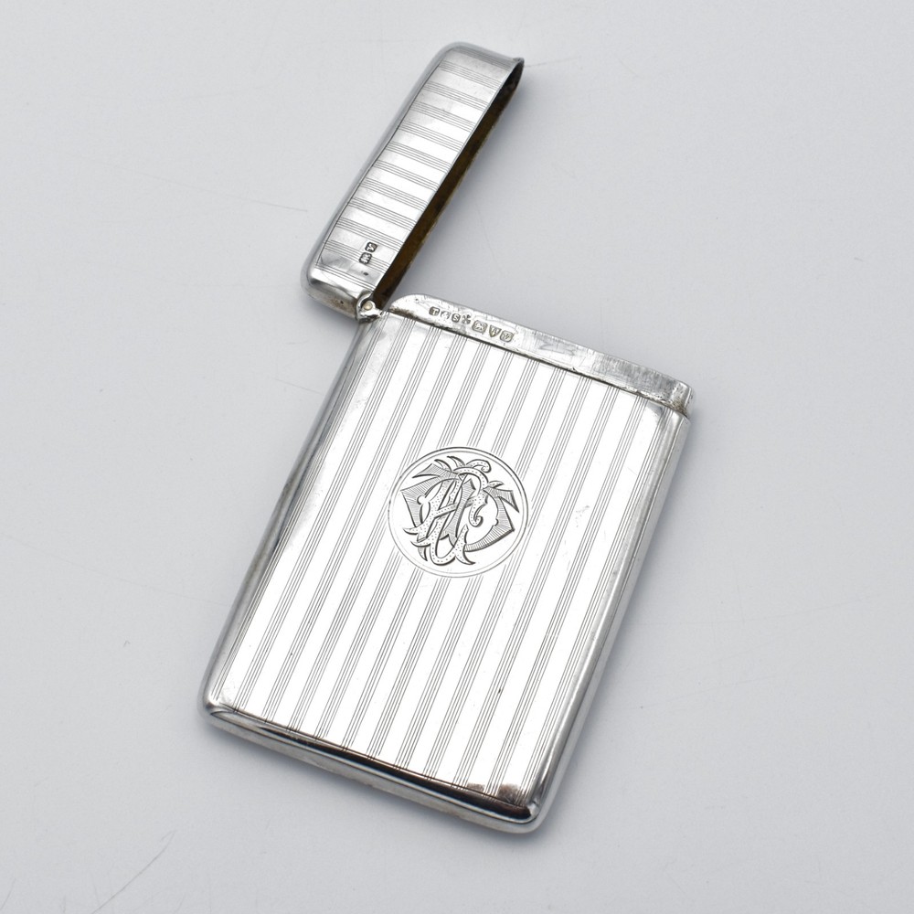 Antique Solid Silver Card Case Art Deco 1921 Chester