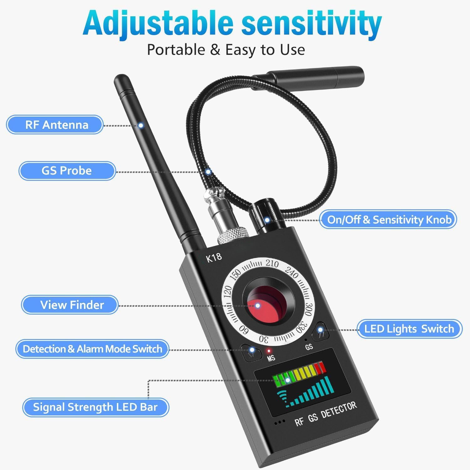 Anti-Spy Camera Wireless RF Detector GSM Bug GPS Tracker Finder Scanner Device