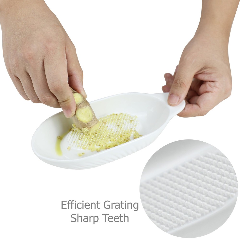 Ceramic Ginger Grater Plate with Scraper Grinding Wasabi Ginger Garlic Cheese