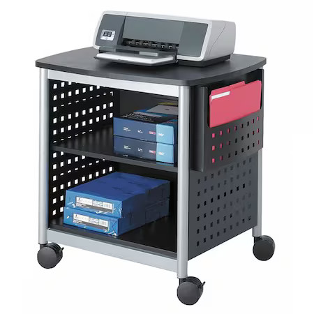 Safco 1856Bl Desk-Side Printer Stand, Black/Silver
