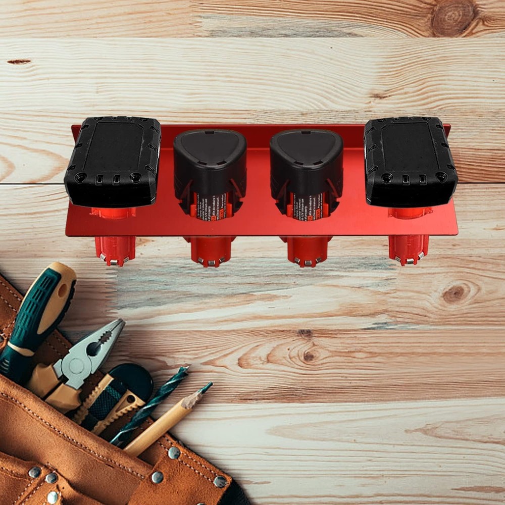 Battery Holder for Milwaukee M12, Storage 2, Red