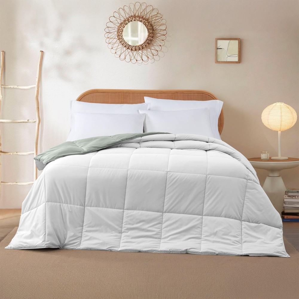 Modern Threads Reversible Down Alternative Comforter White/Gray Queen