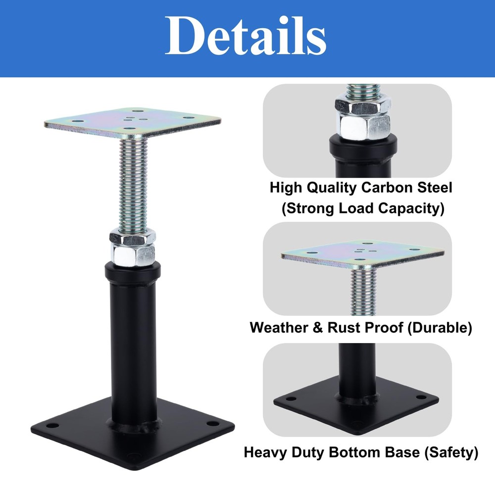 4 Pack Adjustable Floor Jack Post, 6’’-9’’ Height Range, House Floor Jacks Po...