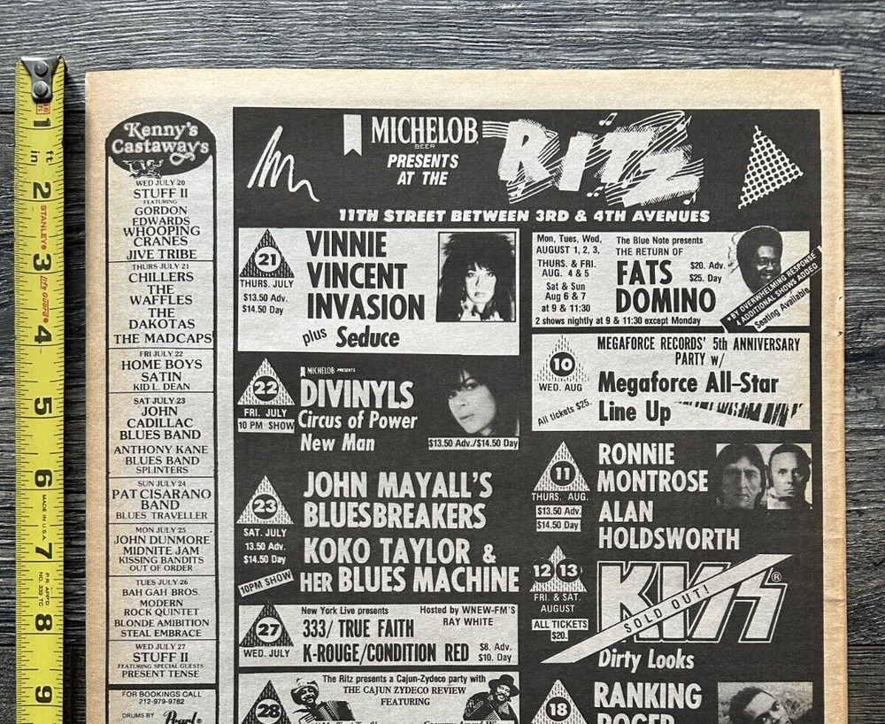 KISS Concert Ad Advert Crazy Nights Ritz NY 1988 + VINNIE VINCENT Vintage Kiss B