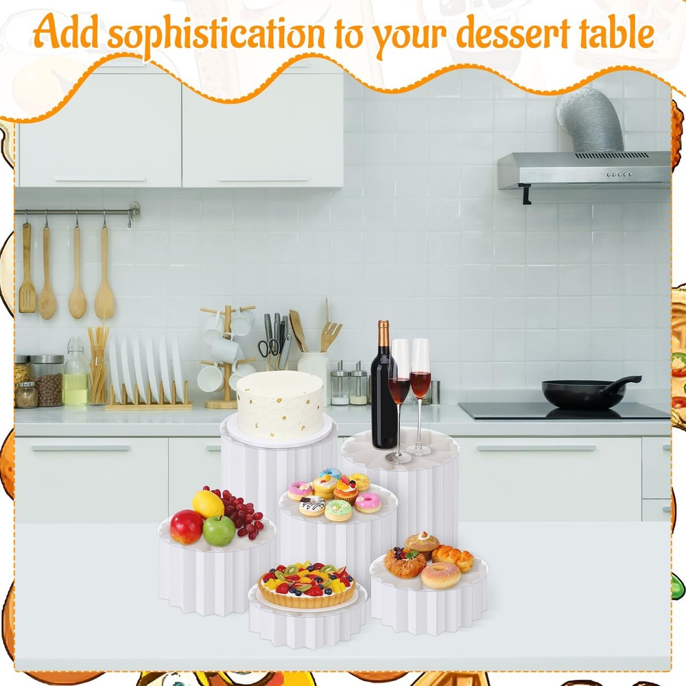 6 Pcs Buffet Risers Food Display for Buffet Table, Acrylic Foldable Cardboard...