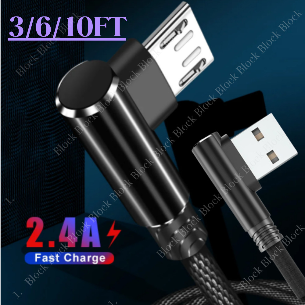 Right Angle Micro USB Cable 90 Degree Fast Charging Cord For Samsung LG Android