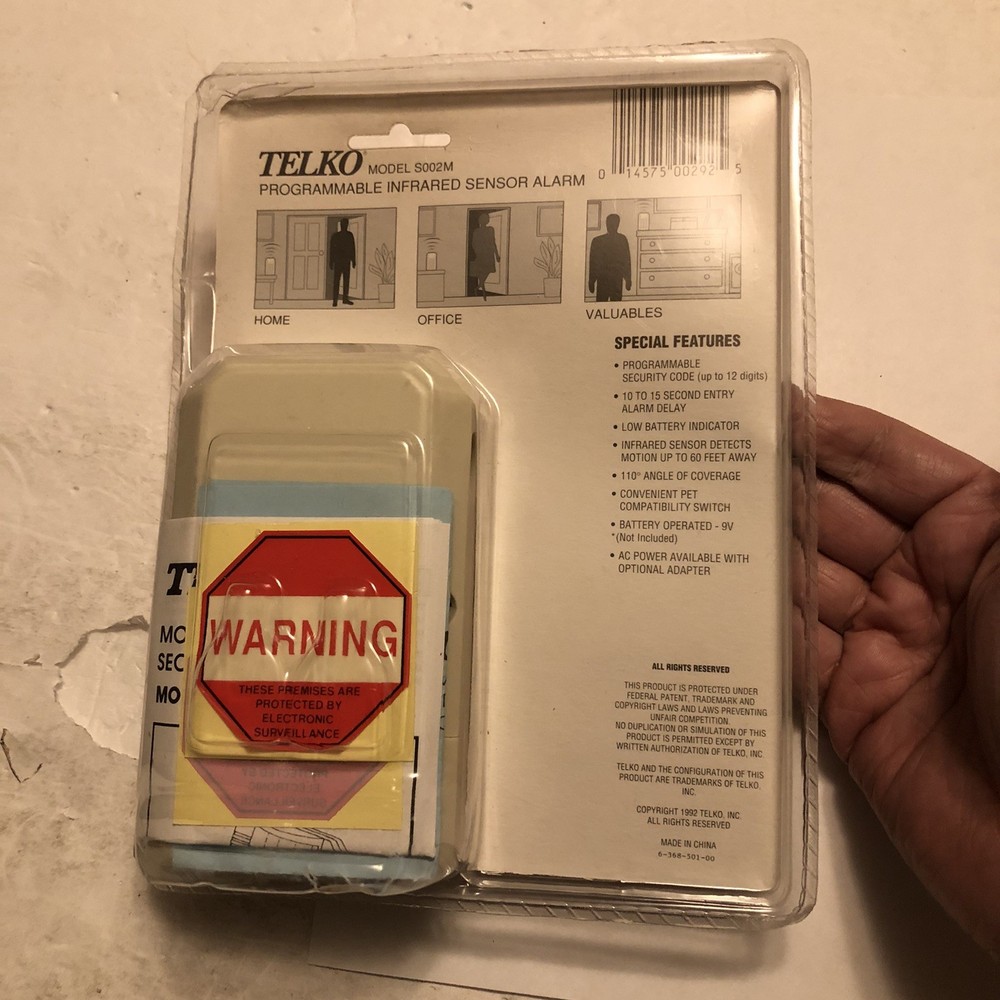 Telko Security Programmable Infrared Sensor Alarm S002M New From 1992 @B