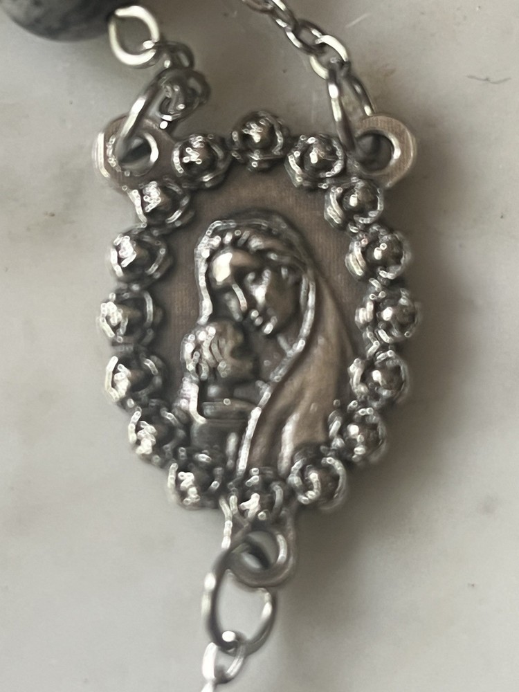 Handmade Gray Map Jasper One Decade Catholic Mother Mary Car Rosary