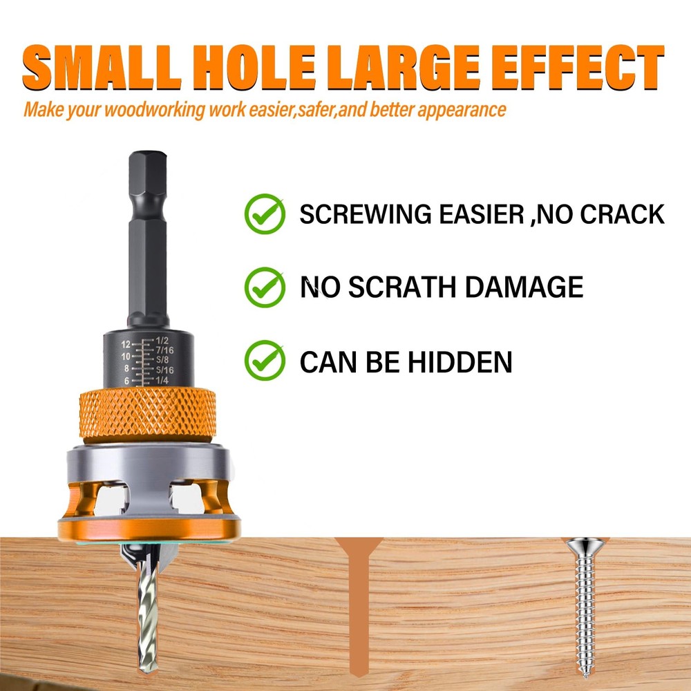 Countersink Drill Bit Set with Depth Stop 4PCS, HCS Four Blades Countersink...