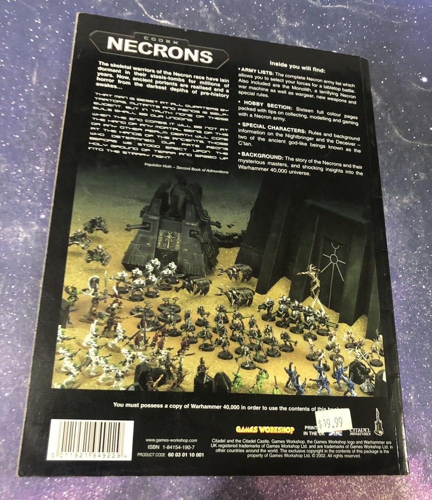 Codex Necrons Games Workshop Warhammer 40K Book 2002