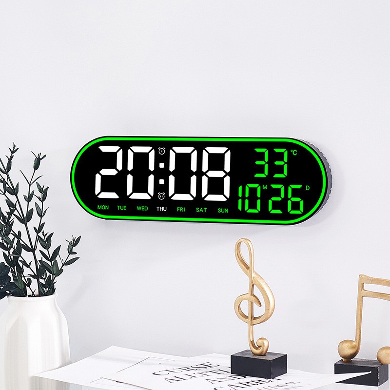 Big Digital LED Wall Clock Temperature Date Remote Control Ambient Light Timing