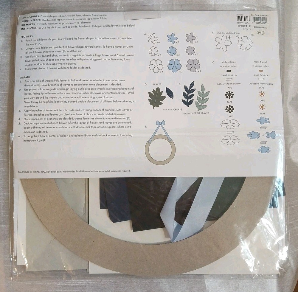 Paper Source Anemone Wildflower Wreath Kit 15” Skill Level 4