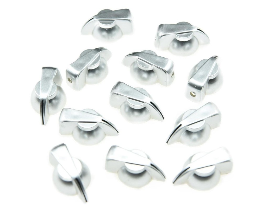 KAISH 12pcs Flat Top Guitar Amplifier Knobs Standard Style Top, Silver