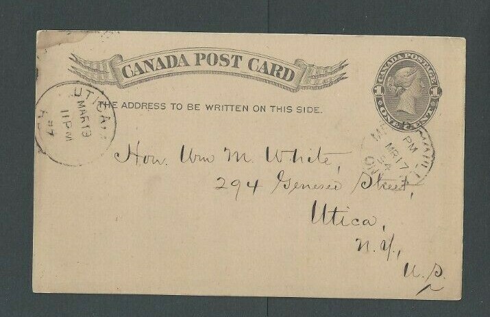 1894 Canada One Cent Gray To USA