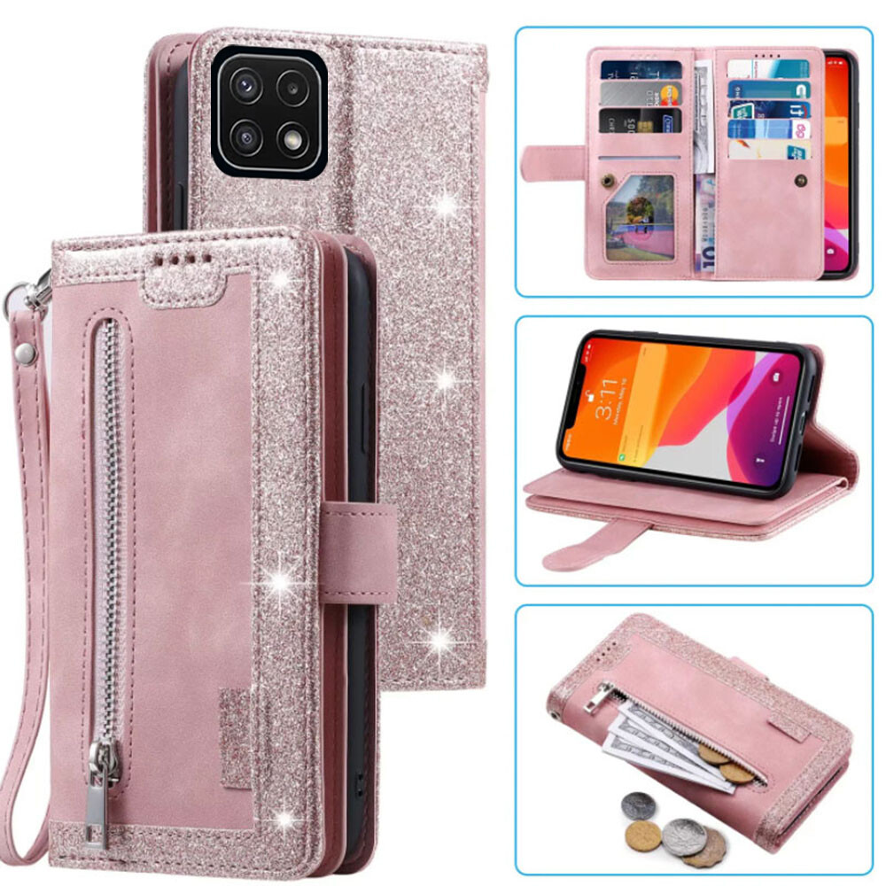 For Boost Celero 5G+ Plus Wallet Case,Leather Zipper Magnetic Flip Card Case