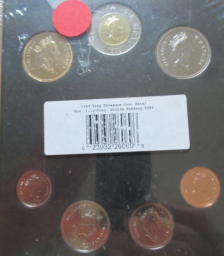 1999 Canada Tiny Treasure Specimen Mint Set (UNC. 7 Coins Cent to Two-Dollar)RJ