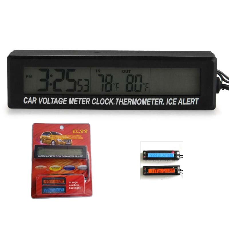 3 In1 Car Digital LCD Clock Time+Temperature+Voltage Digital Dashboard Clock
