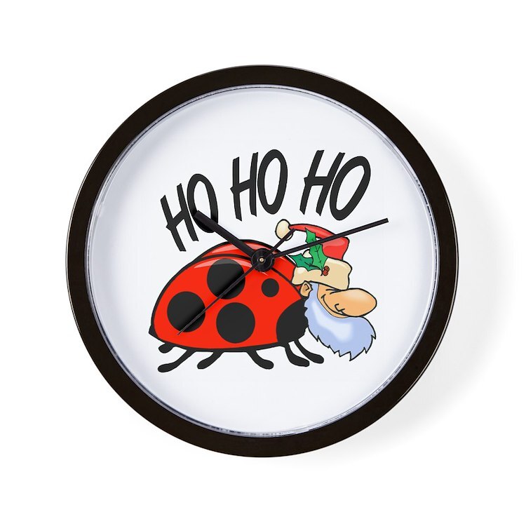 CafePress Ladybug Santa 10" Wall Clock (33493044)
