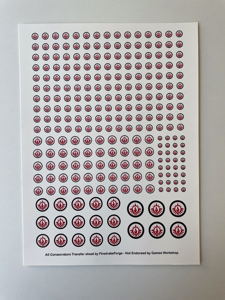 Warhammer 40k Dark Angels Consecrators Custom Transfer Sheet A5