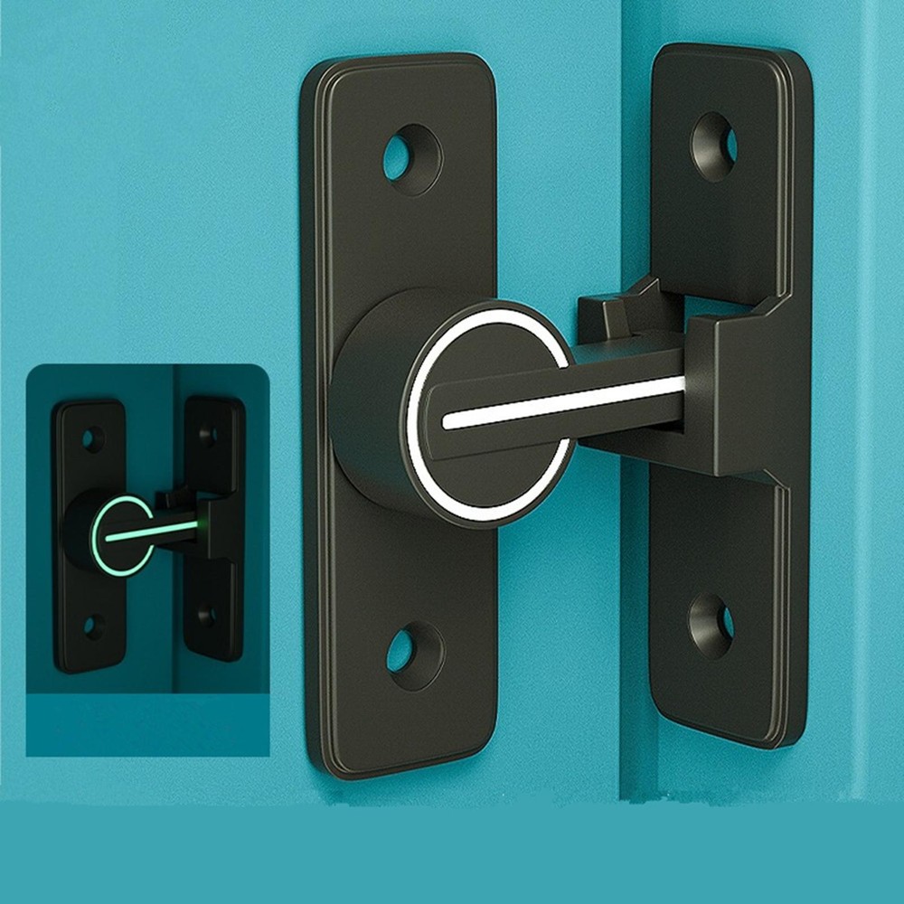 90° Keyless Interior Door Bolt Luminous Surface-mounted Room Door Latch cc
