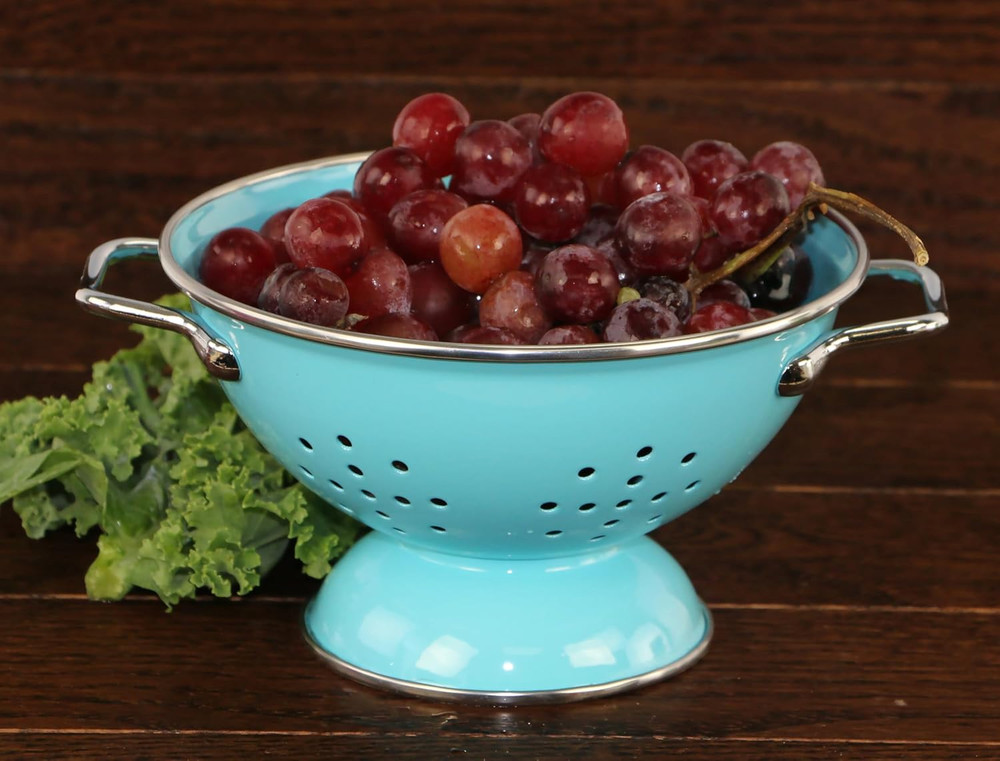 Calypso Basics Powder Coated Enameled Colander, 3-Quart, Turquoise