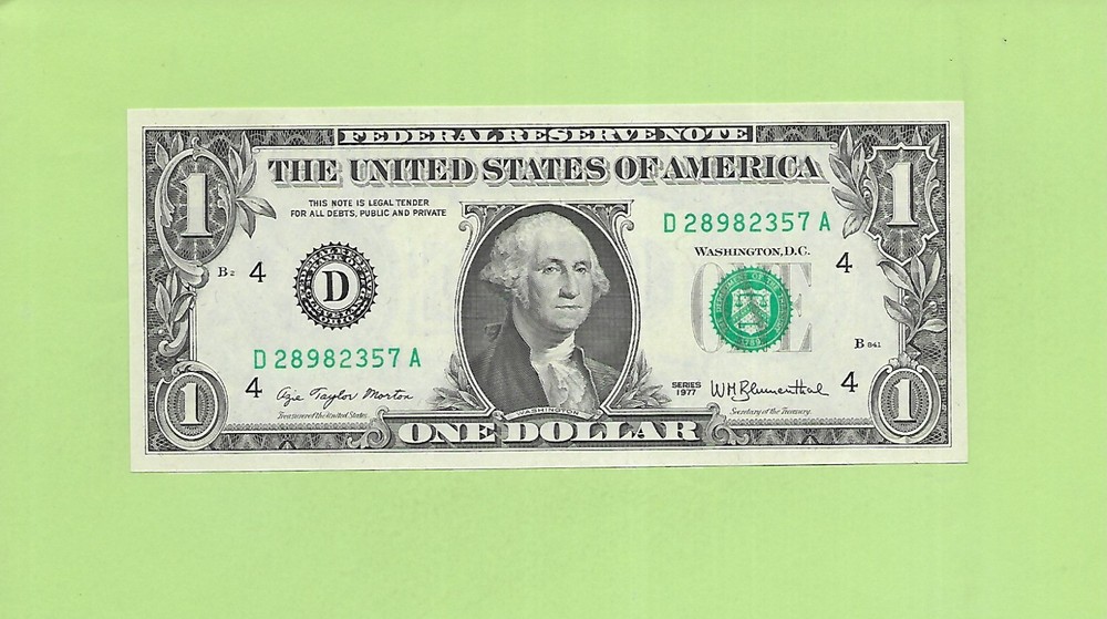 1977 ..UNCIRC $1  D 2898 2357 A  .... 1977 $1  D-A      NICE NOTE        FRN